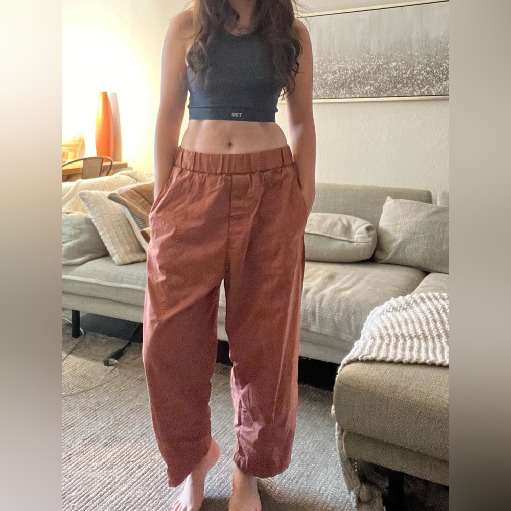 COS Elasticized Barrel-leg Trousers in Orange